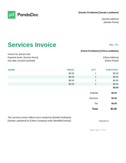 Services Invoice