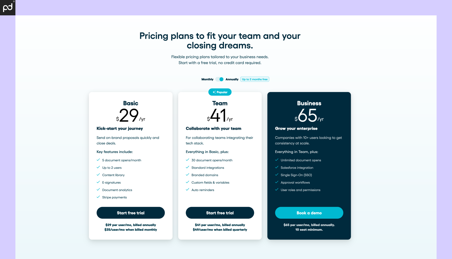 Bidsketch Vs Proposify Vs Pandadoc Comparison Pricing Features Reviews