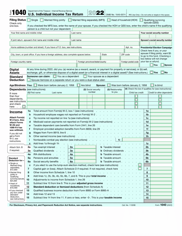 IRS 1040 Form Template for Free - Make or Get Tax Return Form Sample and Example