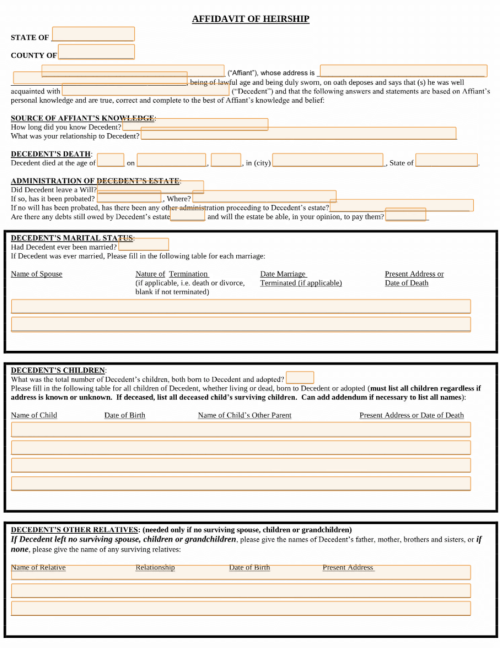 Free Affidavit Of Heirship Form Sign Notarize Online