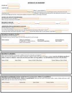 Affidavit of Heirship Form