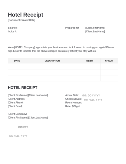 Hotel Receipt Template