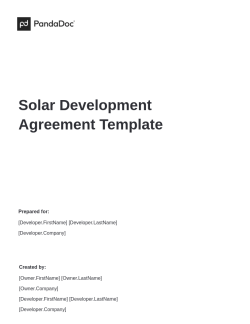 Solar Development Agreement Template