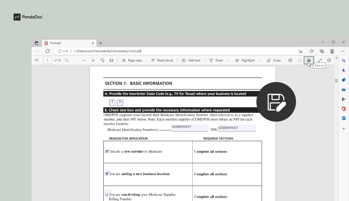 Fill out PDF forms on Windows