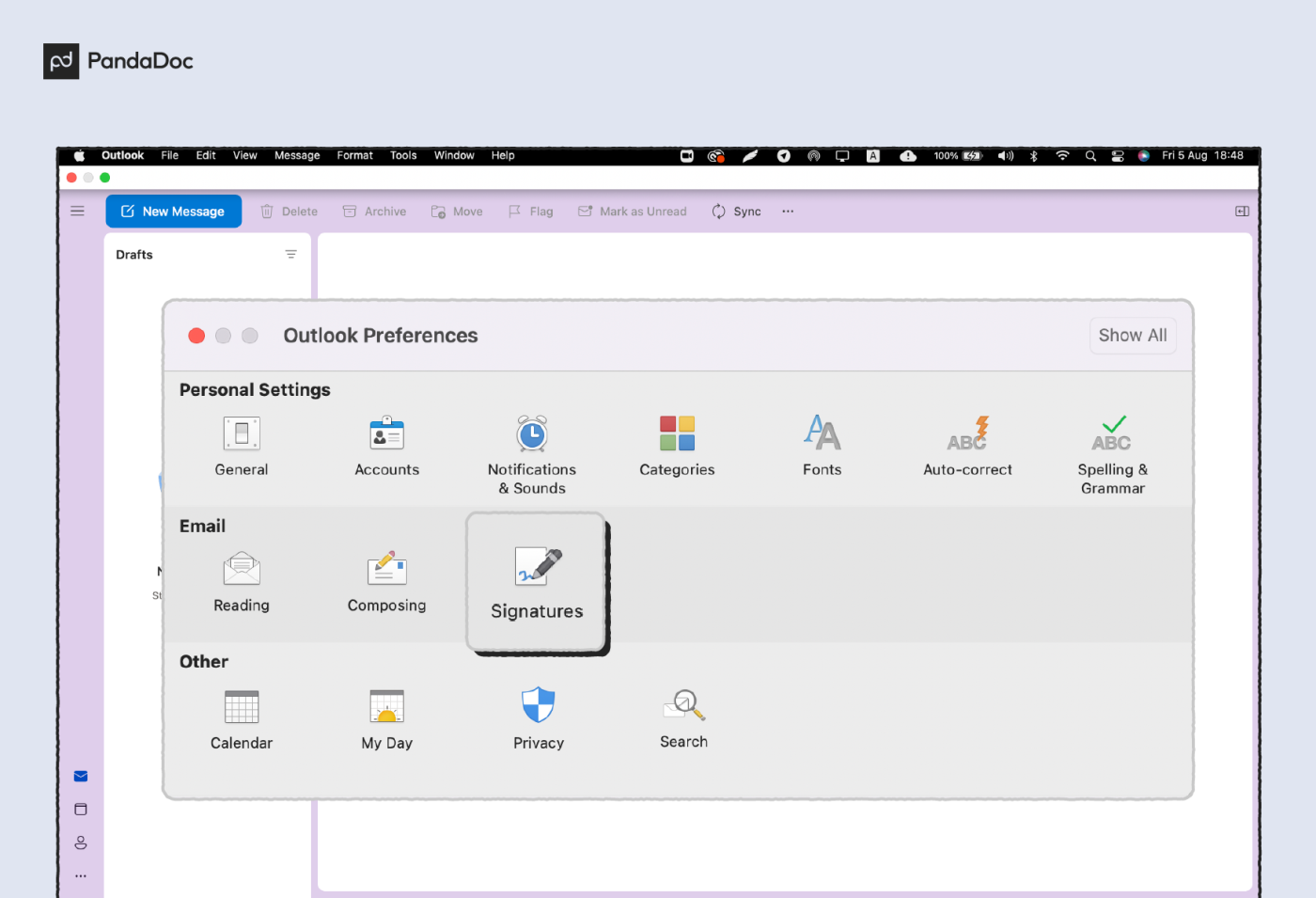 How do I sync my Outlook signature to my mobile device?