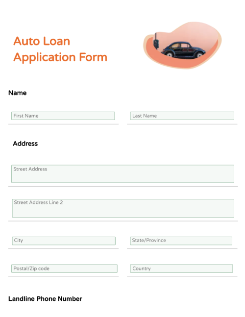 Free Auto Loan Application Form Collect Approve Loans x3 Faster