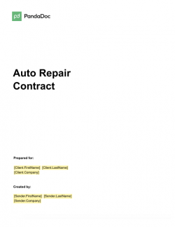 Auto Repair Contract Template