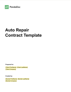 Auto Repair Contract Template