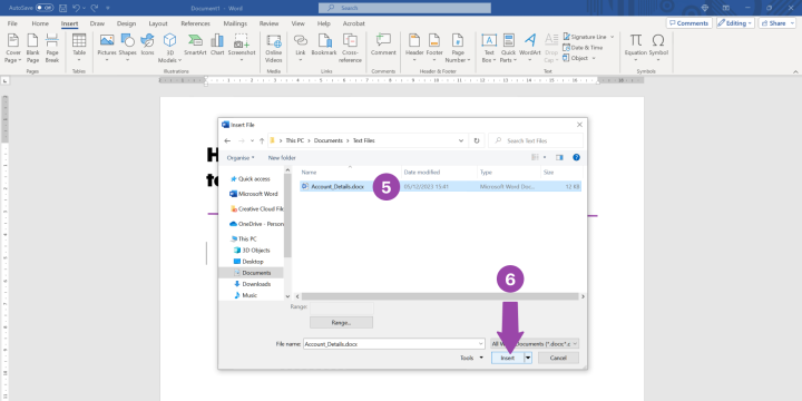how to add word file to onedrive