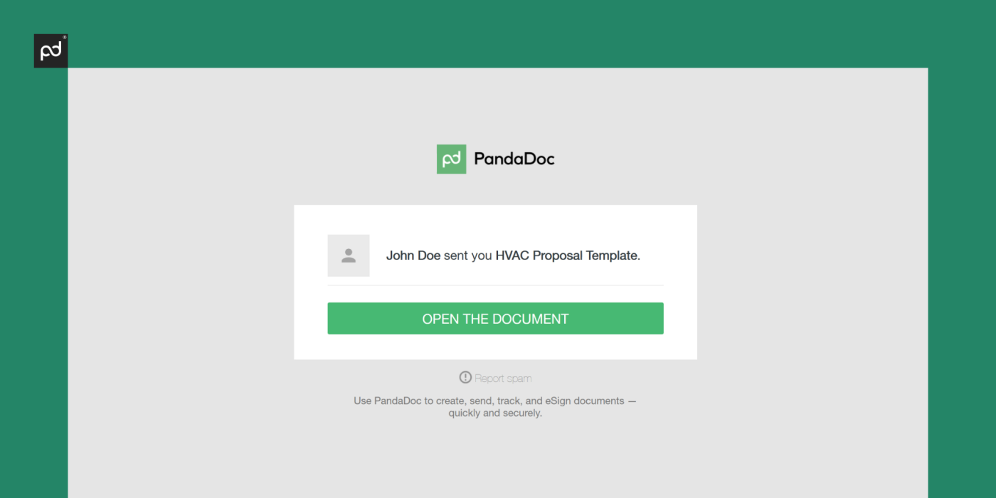 Screenshot showing your recipient getting an email from PandaDoc