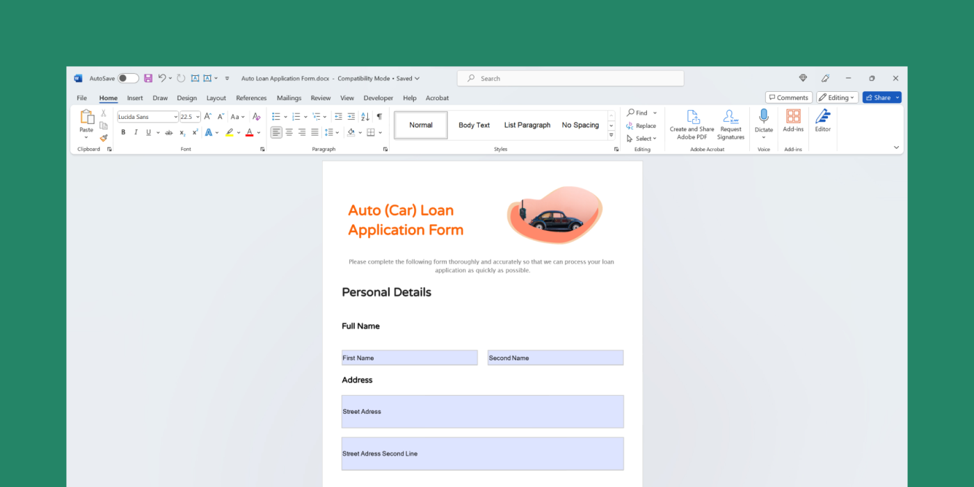 Creating a fillable form in Microsoft Word