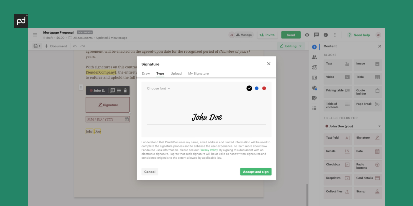 PandaDoc’s eSignature software