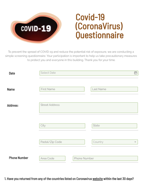 Funny COVID-19 Questionnaire - Get Free Sample