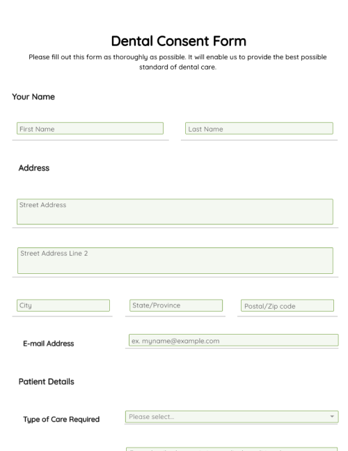 Free Dental Consent Form 2024 Legal Sample Word Pdf 9687