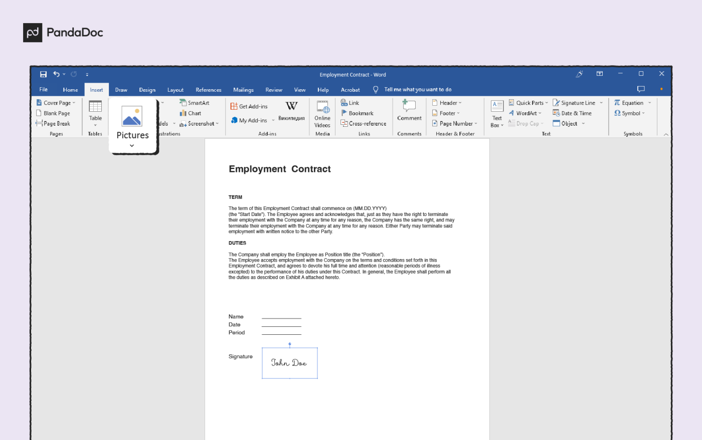 How To Insert Signature Box In Word Document