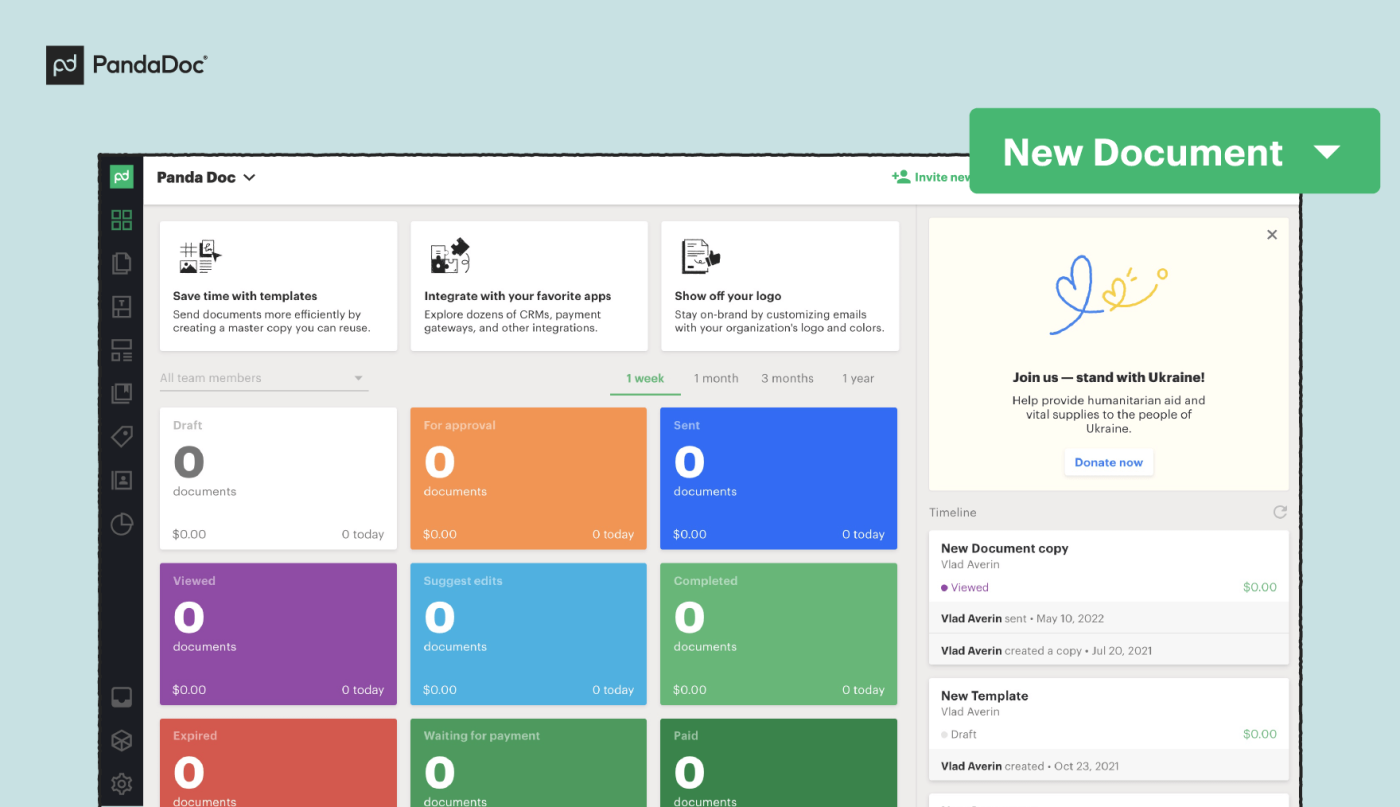 Screenshot of uploading a new document on PandaDoc