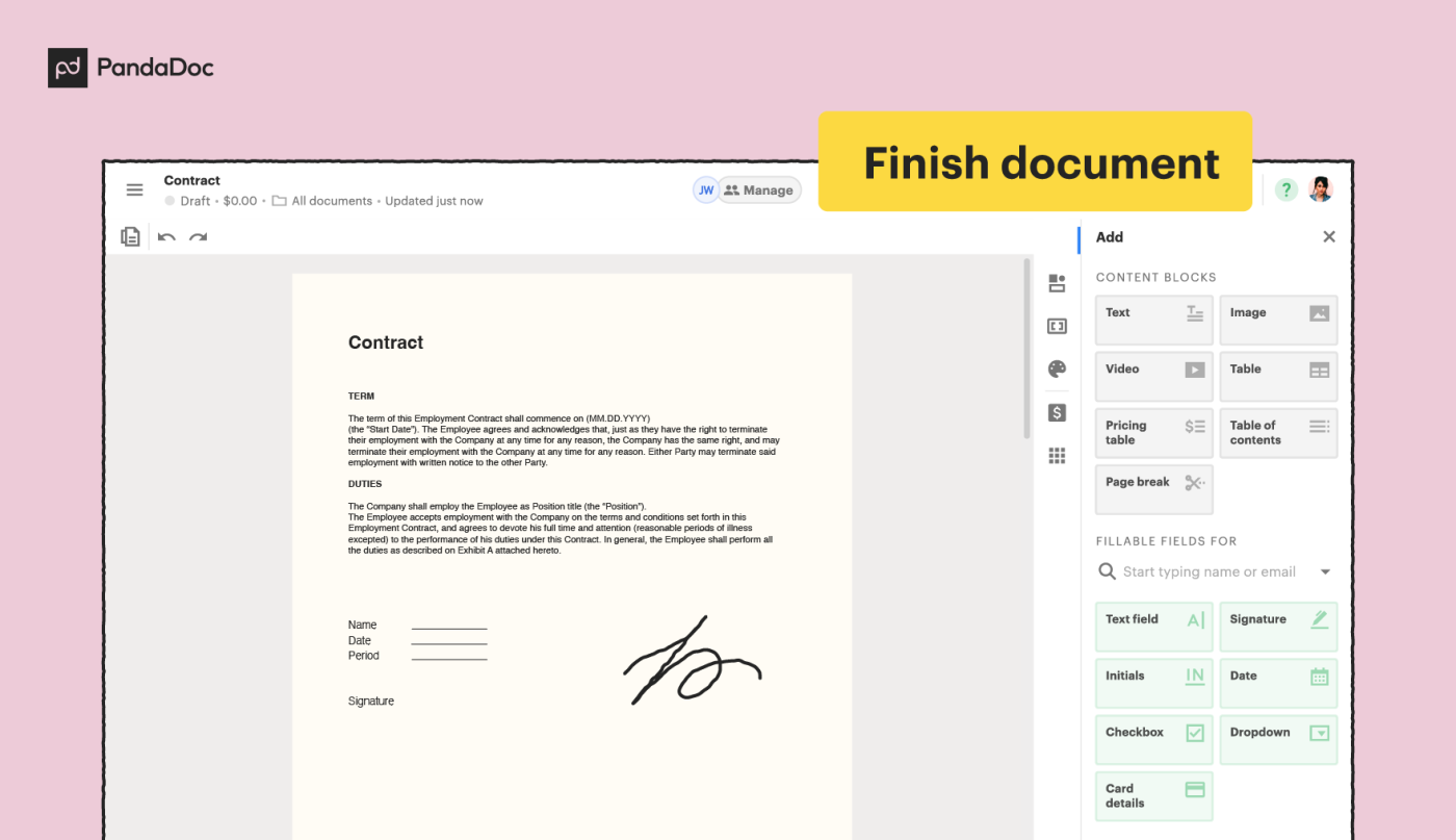 Completing the document