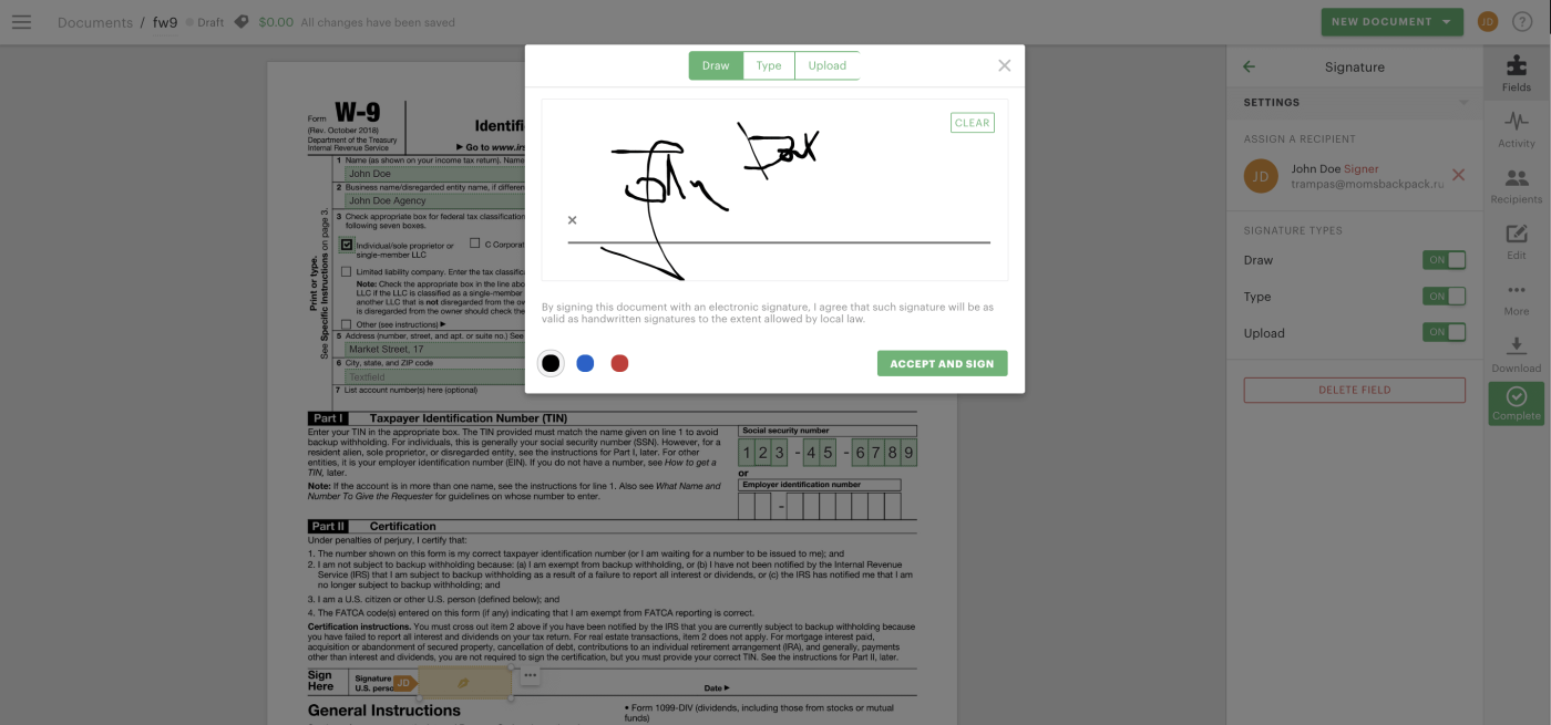 How to sign your W-9 form online