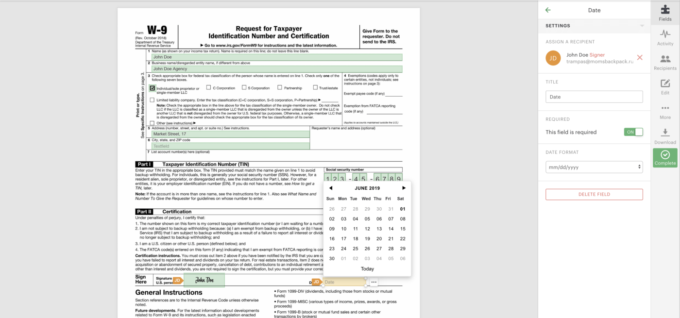 How to Create and Sign a W9 Form Online