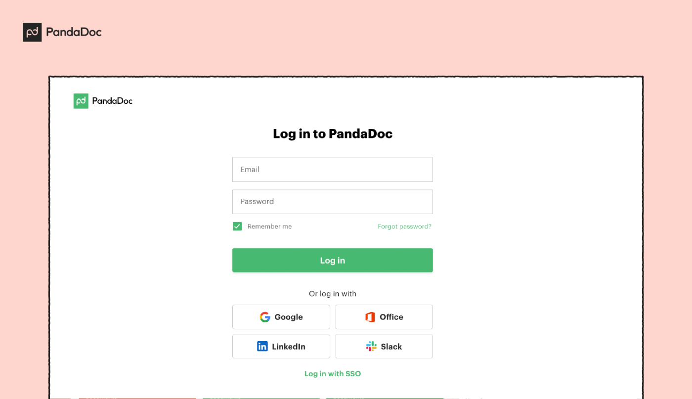 Screenshot: Log into your PandaDoc account