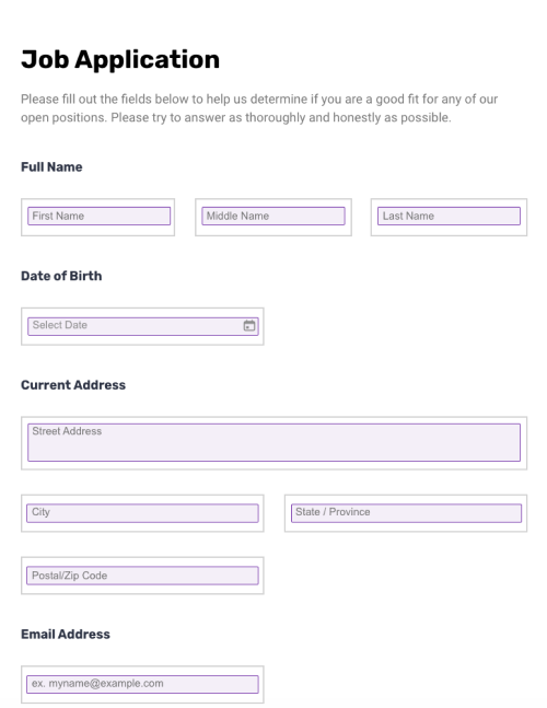 Job Application Form 1 