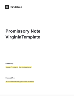 Promissory Note Template Virginia