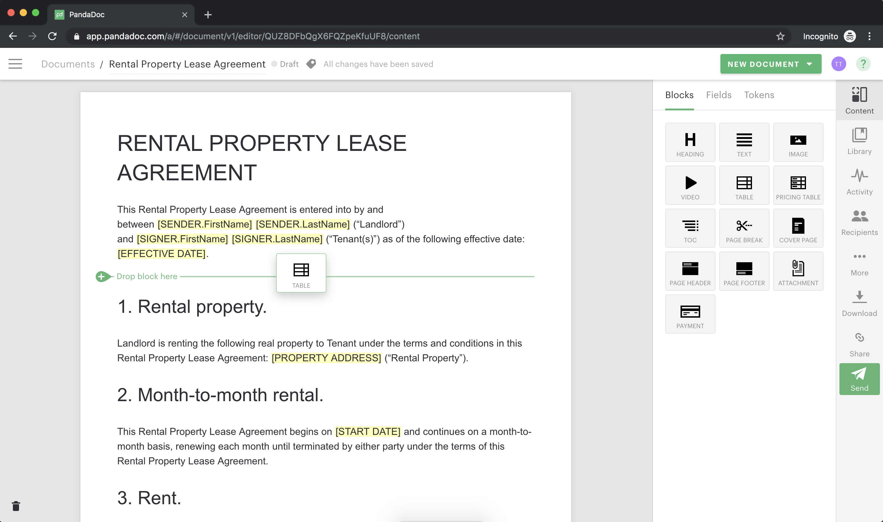 Rental contract online