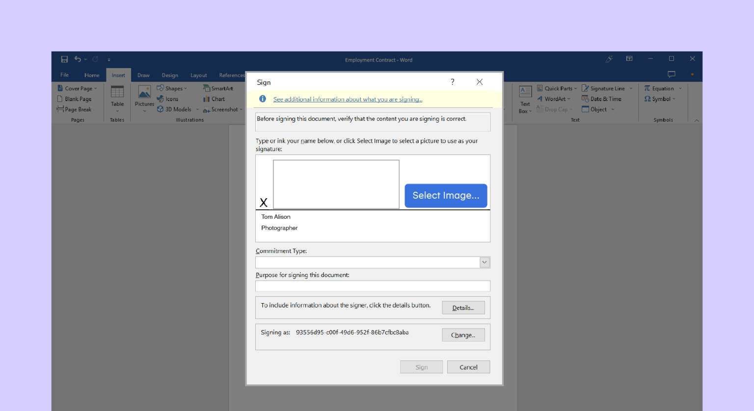 How To Create An Electronic Signature In Microsoft Word 2024 Overview   SCRN Create Signature In Word2 1536x838 