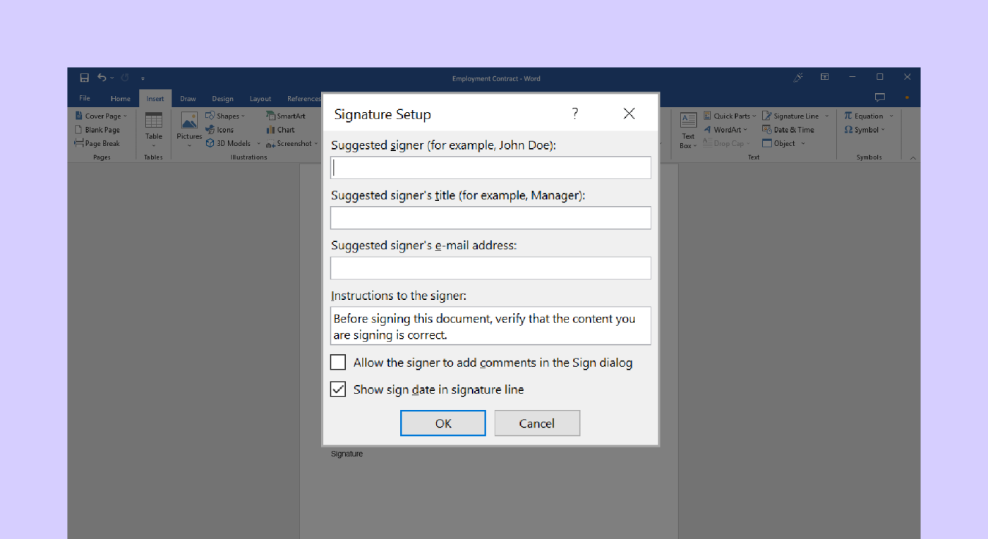 How to add an electronic signature to a Word document 