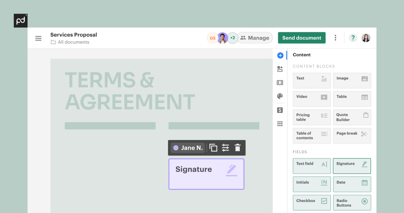 Click again on the signature box and enter your signature by either choosing a digital signature already created, hand-drawing the signature, or uploading it manually