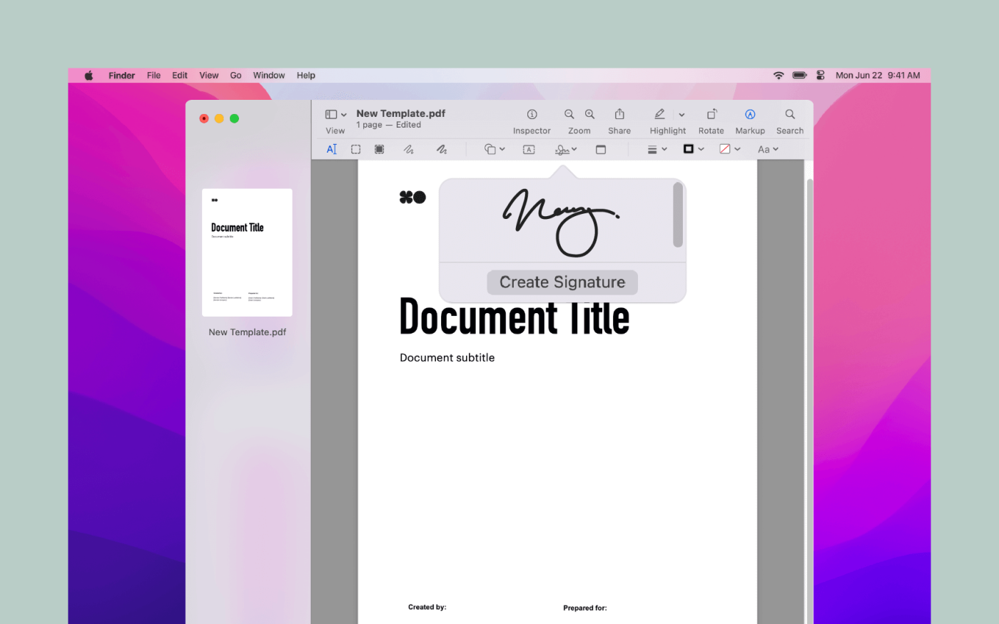 Once you are happy with the signature, click Done, select the signature you wish to use and drag it to the appropriate area in the document and resize it if necessary