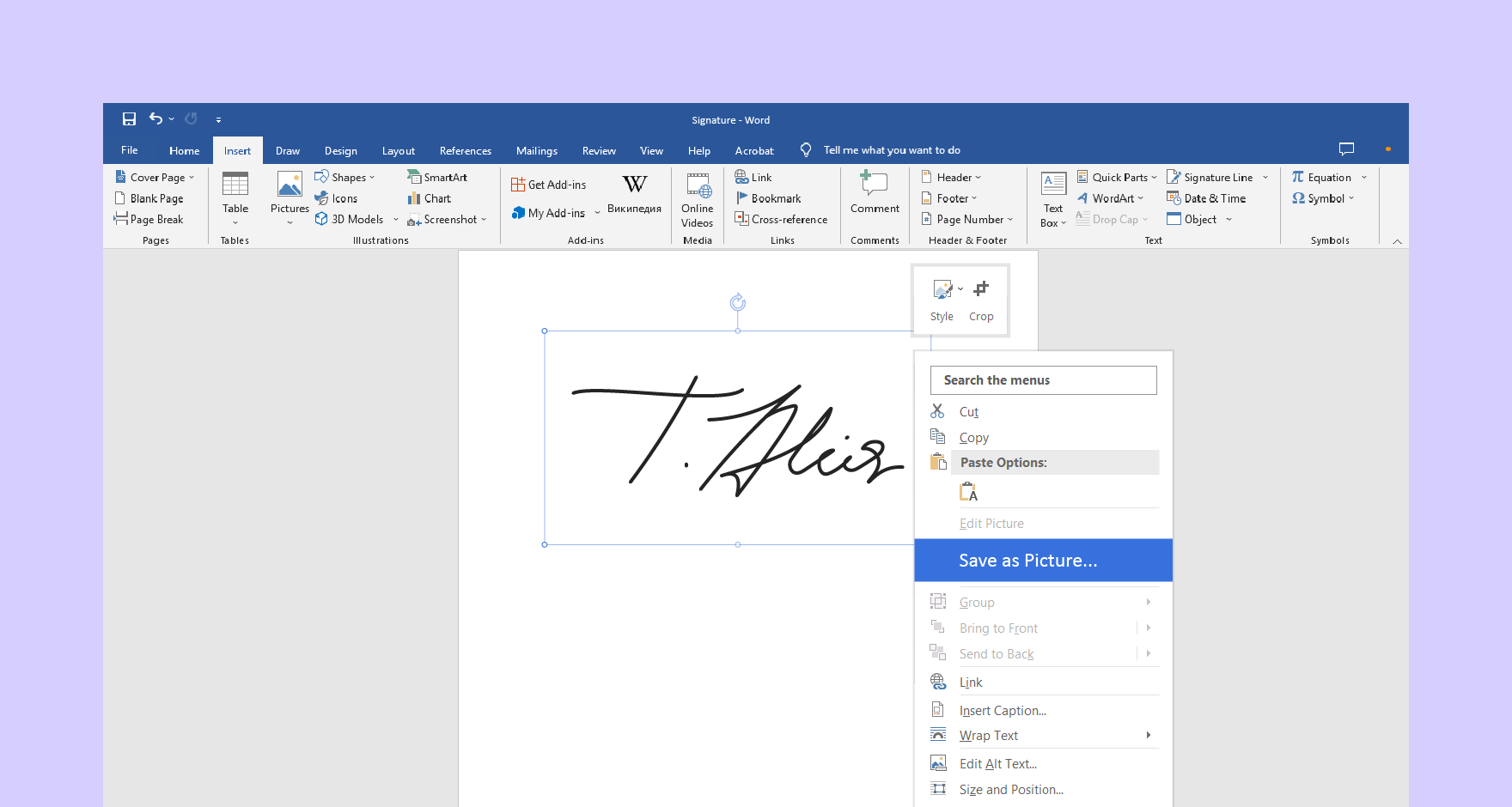 Insert Signature In Microsoft Word