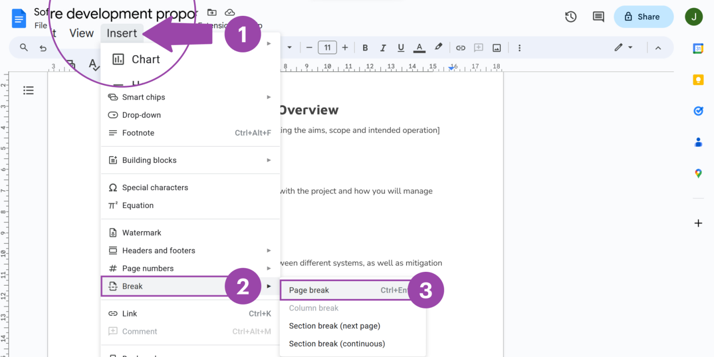 google document navigation menu