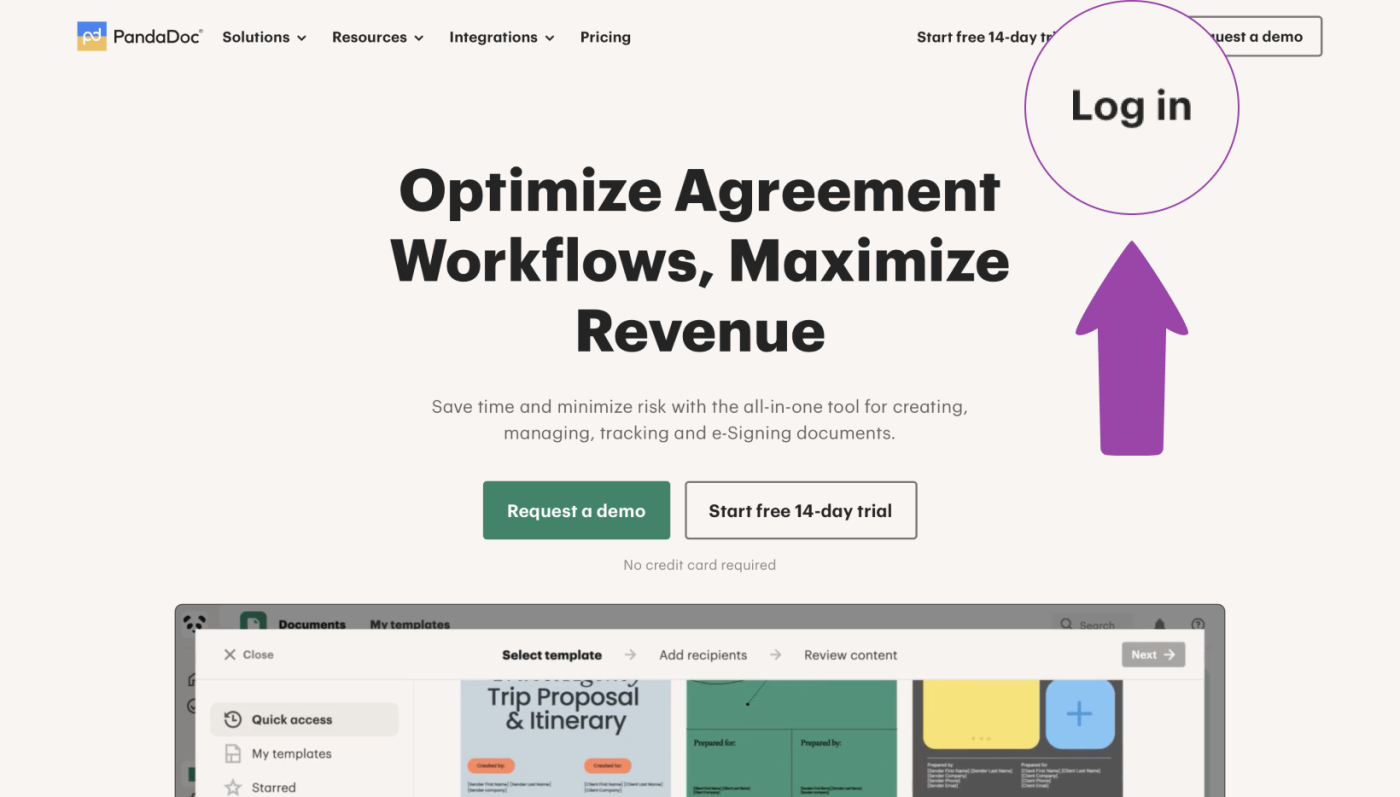 Log into your PandaDoc account.