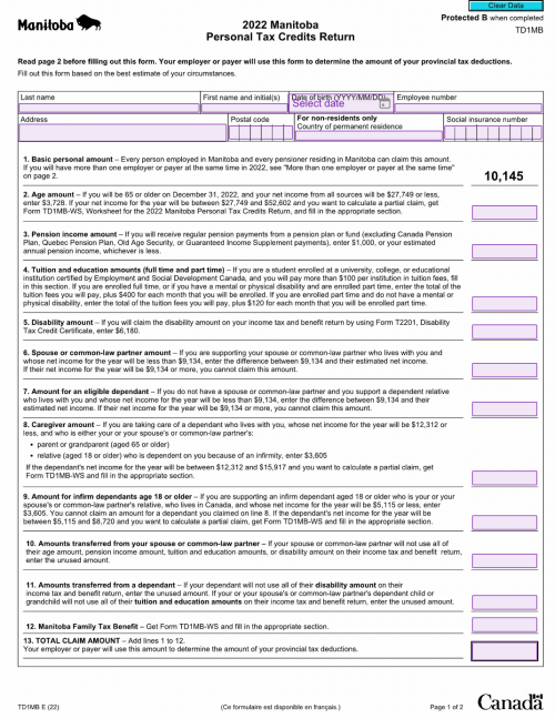 Free Electronic TD1MB Form TD1 Manitoba Free Template From Pandadoc