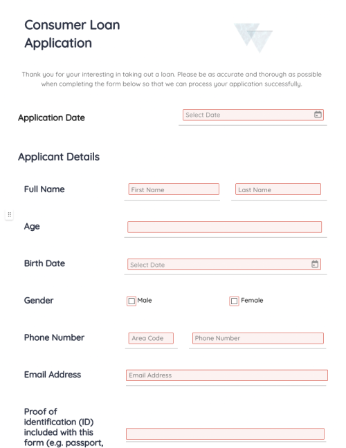 Consumer Loan Application Form