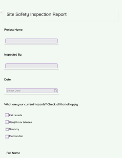 Site Safety Inspection Report Forms