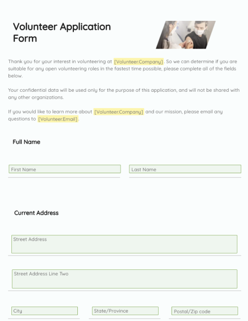 Free Volunteer Application Form 2024 PandaDoc Sample