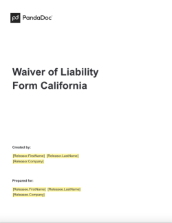 Waiver of Liability Form California