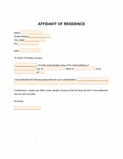 Affidavit of Residency Form 