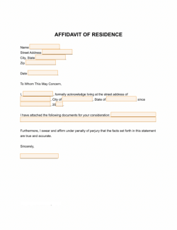 Affidavit of Residency Form 