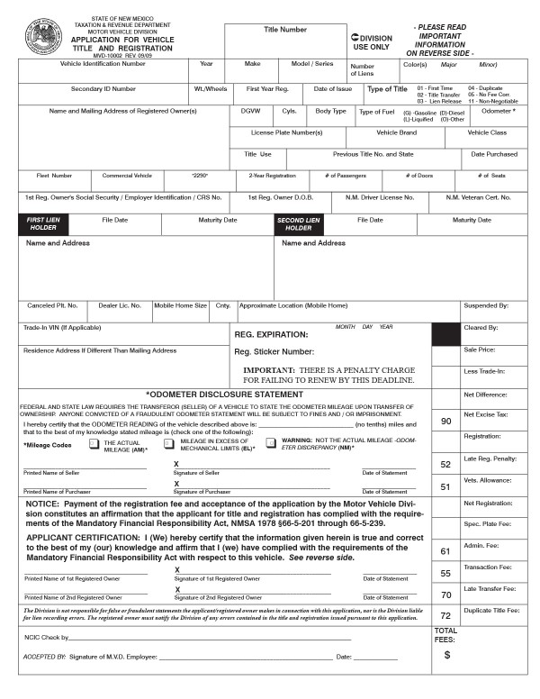 Application for New Mexico title (MVD 10002) New Mexico PandaDoc