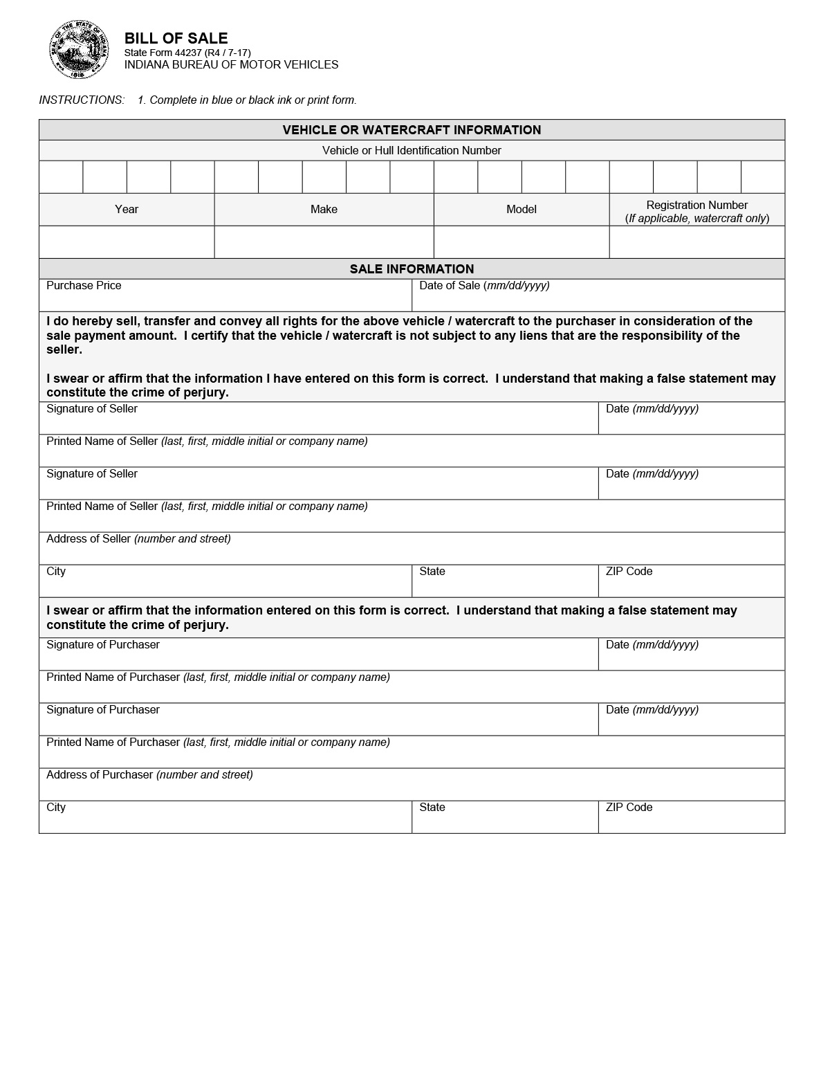 Form state. Bill forms. print form. printed form of the document. i affirm that document.