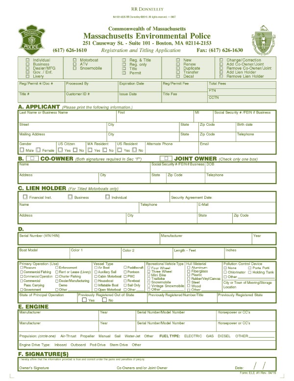 Boat/ATV/Snowmobile registration application Massachusetts PandaDoc