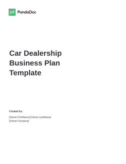 Car Dealership Business Plan