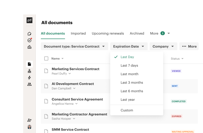 Contract Repository Expiration Date