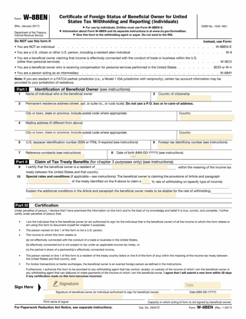 Form W-8BEN Definition, Purpose And Instructions Tipalti, 58% OFF