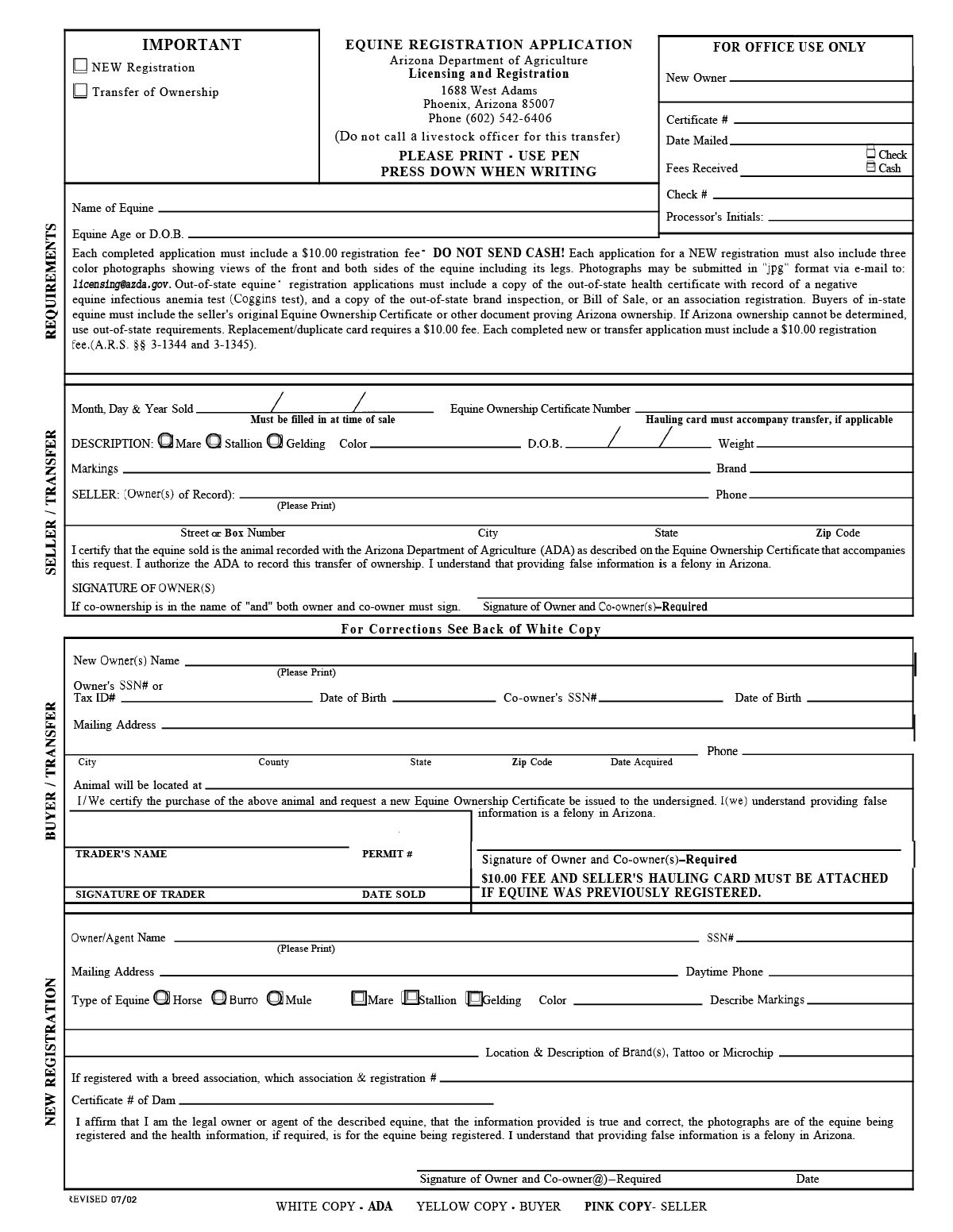 Arizona Bill of Sale Forms and Requirements for Registration