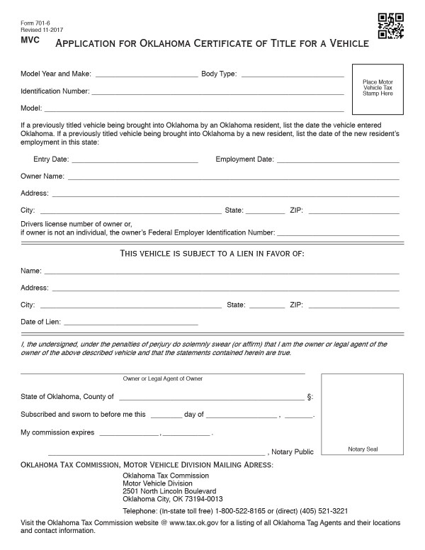 Application for Oklahoma certificate (Form 701-6) Oklahoma PandaDoc