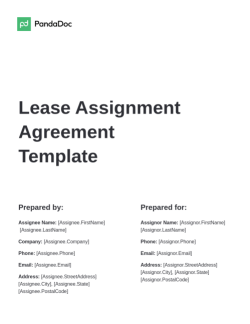 Lease Assignment Agreement Template